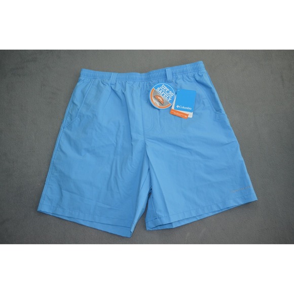 Columbia Backcast III PFG Omni Shade Water Shorts Mens L Blue Fishing Outdoor 8" - Picture 1 of 9